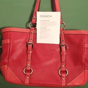 Coach Women's Red Leather Gallery East West Tote
